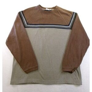 Sideout Pullover Shirt Mens Large Brown Tan Ribbed Knit Y2K Raglan Vintage